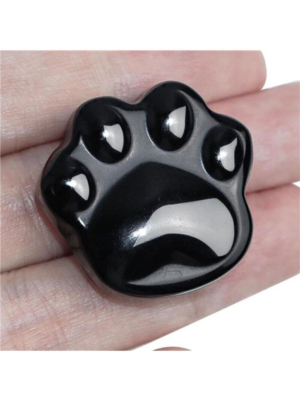 Black Obsidian Cat Crystals Healing Stones, Natural Worry Stone for Anxiety